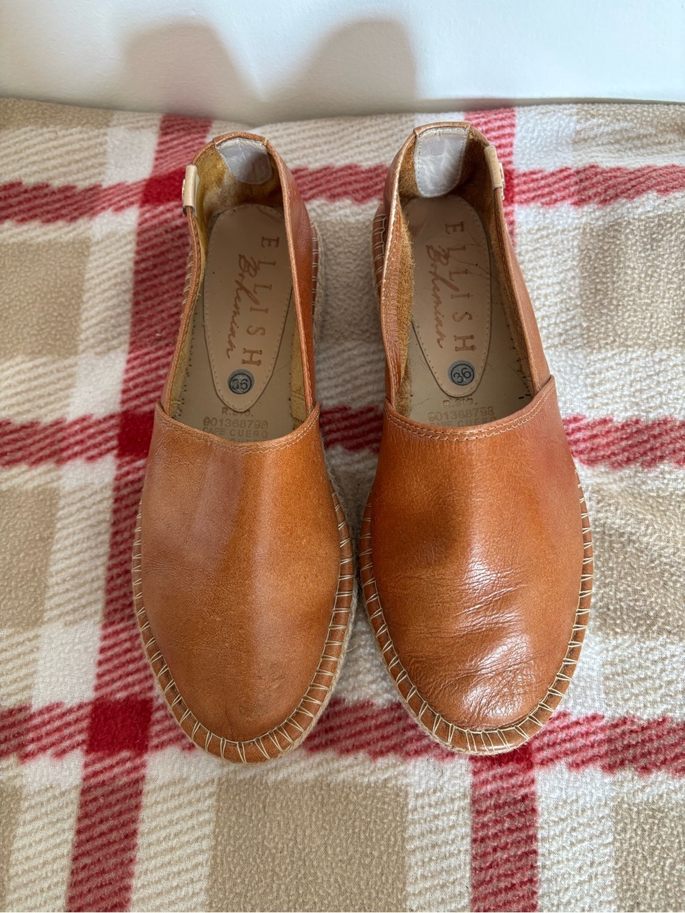 Tan Leather Slip-On Espadrille for women